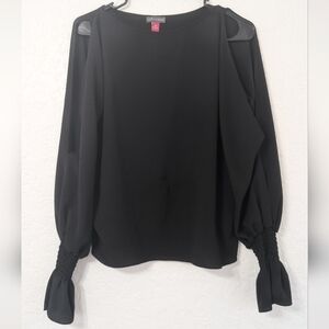 Vince Camuto Black Blouse with Cut-Out Shoulders. Size XXS